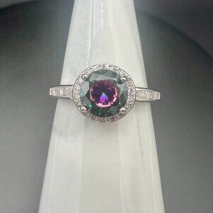 Mystic Topaz Halo Ring Sterling Silver Size 6.25 Italy